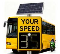 Solar Powered Radar Speed Limit Sign With Real-Time Speed Display & 0-300m Long-Distance Detection, 20"X27"/24"X35" Solar Radar Speed Feedback Sign, For Highways Yellow-24x35in
