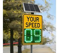 Solar Powered Radar Speed Limit Sign with Remote Control, LED Speed Display for Traffic Feedback and Warning