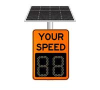 Solar Powered Radar Speed Sign 24GHz - IP56 Waterproof Traffic Speed Display, 0-500m Detection for Highways & Speed-Limited Roads, 60x90CM/24x36IN - Enhance Safety, Orang
