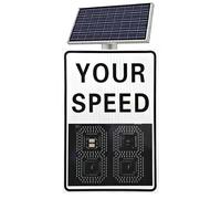 Solar Powered Radar Speed Sign 24x35in（60x90cm） LED Display Speed Detector Warning Sign for School Zone Parking Lot Road Safety Alert Driver Slow Down Speed Monitor (Yellow)
