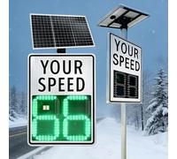 Solar Powered Radar Speed Sign, LED Speed Limit Display, Radar Velocity Sign Solar, Visual Distance Over 800m, Easy to Mount, Vehicle Road Safety, for Road Street Highway School Zone(White,60x90cm)