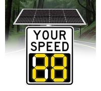 Solar Powered Radar Speed Sign, Rust Proof Aluminum Radar Speed Detector for Roadway Safety, with Flashing LEDs and Accessories