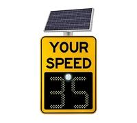 Solar Powered Radar Speed Sign, Traffic Speed Feedback Sign, Visible distance:>500m, Easy Installation, High Brightness Reflective, Aluminum Speed Warning for Road Safety, 20"x27"