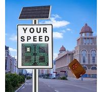 Solar Powered Radar Speed Sign With 2-Digit Large LED Display Remote Controlled Traffic Warning Sign For School Zones Highways Roads