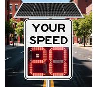 Solar Powered Radar Speed Sign with Flashing LED Feedback for Road Safety Warning