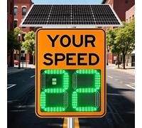 Solar Powered Radar Speed Sign with Flashing LED Feedback for Road Safety Warning
