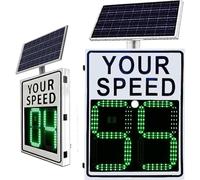 Solar Powered Radar Speed Sign with LED Display, Portable Speed Limit Indicator for Road Safety Warning, Speed Feedback Monitor