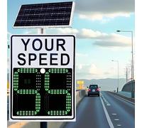 Solar Powered Radar Speed Sign with LED Display, Variable Limit Warning Board for Road Safety, IP65 Weatherproof Traffic Feedback Device, Easy Install Wireless Speed Monitor for School Zones and