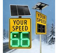 Solar Powered Radar Speed Sign with LED Speed Limit Display, Visual Distance Over 800m, Easy to Mount for Vehicle Road Safety on Streets and Highways
