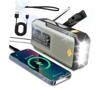 Solar Powered Radio with Hand Crank, 2000mah Emergency Weather Radio Outdoor, Radios Portable Am Fm, USB/Solar/Hand Crank Charging, SOS Alarm Led (Green)