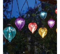 Solar Powered Rainbow Balloon Bulb String Lights - Set of 10 Weatherproof Colourful Outdoor Garden LED Festoon Fairy Lighting for Wall, Fence, Gazebo, Pergola, Parties - Total Length 4.7m