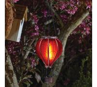 Solar Powered Red Fiesta Flaming Balloon Lantern - Weatherproof Outdoor Garden Hanging Flame Effect Led Light