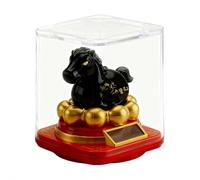 Solar Powered Red horse Statue, Shaking & Waving Head/arm Wealth Feng Shui Decoration, Luck Good Fortune God Sculpture, Automatic Nodding Figure for Office Desk Car Dashboard