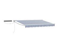 Solar-Powered Retractable Patio Canopy 3.5x2.5m with Remote Control - Aluminum Frame, Blue & White Stripes, Outdoor Shade Solution for Deck, Garden, and Patio