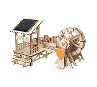 Solar Powered Rice Milling Waterwheel Kit, Wooden Physics Learning Tool, DIY STEM Science Kit for Primary & Secondary School Children Gifts