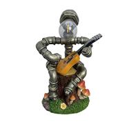Solar Powered Robot Garden Lamp Resin Statue For Outdoor Enchanting Courtyard And Ornament With Unique Design Kids with Fireflies Statues (Khaki, 15x29cm)