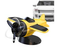 Solar Powered Rotate Airplane Ornaments - 3.74x3.7x2.05 Inch ABS Car Dashboard Decorations, Cool Toy | For Truck Vehicle Workplace Home Desk Tabletop Center Console Yellow Aircraft Statuette
