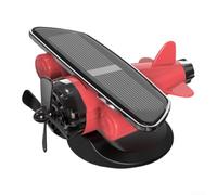 Solar Powered Rotating Aircraft Dashboard Decoration 360° Plane Model Car Interior Accessories No for battery Required Yellow Blue White Red 88x99x52mm(Red)