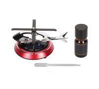 Solar Powered Rotating Car Air Freshener Helicopter Shape Stress Relief Purifier Odor Eliminator for Car Office Aluminum Zinc Alloy Beechwood 4.1 x 3.15 Inches (Red)