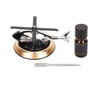 Solar Powered Rotating Car Air Freshener Helicopter Shape Stress Relief Purifier Odor Eliminator for Car Office Aluminum Zinc Alloy Beechwood 4.1 x 3.15 Inches (Gold)