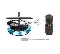 Solar Powered Rotating Car Air Freshener Helicopter Shape Stress Relief Purifier Odor Eliminator for Car Office Aluminum Zinc Alloy Beechwood 4.1 x 3.15 Inches (Blue)