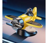 Solar Powered Rotating Fighter Jet Car Ornament - Auto-Spinning Aircraft Dashboard Decor for Pilots - Light Activated Propeller Interior Accessory(Yellow)