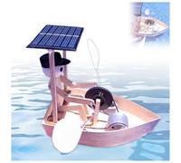 Solar-Powered Rowing Robot, Creative Robot Powered Boat with Solar Panels, Funny Floating Water Toy, Handmade Wooden Mini Solar Water Boat for Desktop Water Yard Lawn Patio Decor