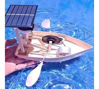 Solar-powered Rowing Robot, Handmade Wooden Ornament, Eco-friendly Solar Toy, Outdoor Pond Decoration, Renewable Energy Educational Tool (Blue)