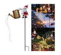 Solar Powered Santa Claus Watering Can Light, Christmas Santa Solar Kettle Lights Garden Lawn Decorative Lights, Metal Hanging Garden Lantern, LED Xmas Kettle Lamp for Outdoor Patio, Path (Red-b)