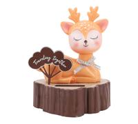 Solar Powered Shaking Head Animal Cute Deer Decoration Dashboard Ornament for Car (Amarillo, ojos cerrados)