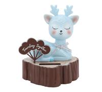 Solar Powered Shaking Head Animal Cute Deer Decoration Dashboard Ornament for Car (Azul, ojos cerrados)