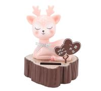 Solar Powered Shaking Head Animal Cute Deer Decoration Dashboard Ornament for Car (Rosa, ojos cerrados)