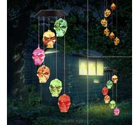 Solar-Powered Skull Wind Chimes, Color Changing LED Outdoor Lights, Spooky Garden Decor for Halloween & Theme Parties