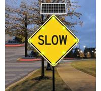 Solar Powered Slow Sign,Street Road Sign 24 Inches,LED Flashing Slow Down Warning Signage, for Neighborhoods, Driveway
