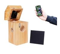 Solar-Powered Smart Bird Box with HD Camera - Weatherproof AI Bird Recognition Technology | Night Vision, Remote Viewing | Eco-Friendly Wooden Birdhouse for Garden & Window Sill | Pine Wood