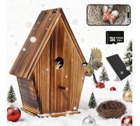 Solar Powered Smart Birdhouse with Camera, 1080P Bird Box with Night Vision for Outside, Auto Capture Bird Video, Motion Detection & 2.4G WiFi App for Bird Activity Monitoring