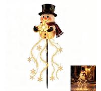 Solar Powered Snowman Magic Fountain Light | LED Flowing Snowflake Christmas Garden Stake, Warm Glow Festive Outdoor Ornament for Yard Patio Holiday Decoration
