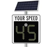 Solar Powered Speed Limit Radar Sign - Aluminum Speed Feedback Sign, IP65 Waterproof, 24" x 24" Display for Traffic Monitoring and Safety
