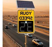 Solar Powered Speed Limit Sign, Adjustable Radar Feedback Display, Digital Speed Detectors for Streets & Neighborhoods, Waterproof Design, 50x70cm