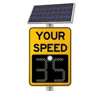 Solar Powered Speed Limit Sign, LED Traffic Safety Radar Display for Road Warning, High Brightness Reflective Design