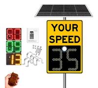 Solar Powered Speed Radar Display with LED Speed Feedback Sign, Remote Control Traffic Calming Radar Detector for Safety & Speed Awareness