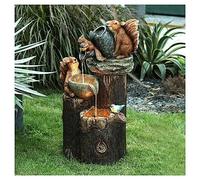 Solar Powered Squirrel/Duck Water Feature Outdoor Sculpture - Waterscape Fountain Garden Statues