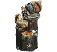 Solar Powered Squirrel Sculpture Water Fountain - Indoor/Outdoor Garden Decoration with LED Lights, Pool Waterfall Feature
