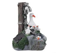 Solar Powered Squirrel Statue | Resin Garden Animal Ornament with LED Light for Outdoor Patio Decor | Weatherproof Yard for Lawn | Flower Bed | and(Duck)