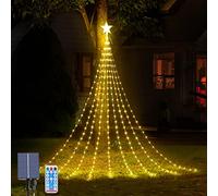 Solar Powered String Lights: Waterproof 2m/6.5ft x 9 Strand 8 Modes Waterfall Tree Lights with Remote, Ideal for Garden, Xmas, Parties, Wedding Decor