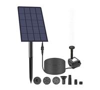 Solar-Powered Submersible Fountain with Nozzles Brushless Water for Birdbath Garden Pool Tank Aquarium Wall-Mounted or Ground-Plug Auto-Running