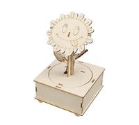 Solar Powered Sunflowers Desk Ornament Building Set Physics Teaching Interactive Tool with Natural Wood Materials Solar Tracking Wooden Model for Physics Education & Light-Following Desk Decor