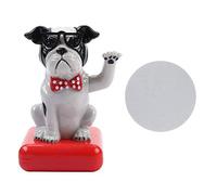 Solar Powered Swing Dog, Happy Adorable Waving Dog with Swing Arm Car Dashboard Bobble Head Decoration Cute Dog Shaking Ornament Car Interior Doll Ornament for Office (Black White Dog)