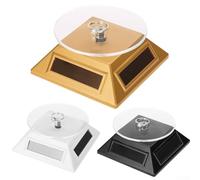 Solar Powered Turntable Stand 9cm Diameter Black White(Gold)