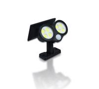 Solar Powered Twin Led Pir Motion Sensor Security Lamp - 300 Lumen Wall Or Floor Mounted Outdoor Light With 7M Detection Range